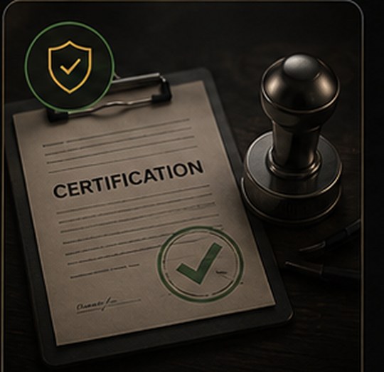Certification document visual for standards explainer.